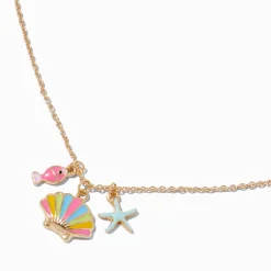 Beach Day Charm Cluster Pendant Necklace