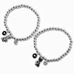 Best Friends Black Glitter Cat Beaded Stretch Bracelets - 2 Pack
