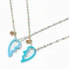Best Friends Blue Enamel Split Heart Pendant Necklaces - 2 Pack