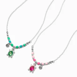 Best Friends Crystal Turtle Pendant Necklaces - 2 Pack