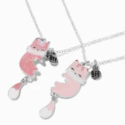 Best Friends Glitter Pink Fox Pendant Necklaces - 2 Pack