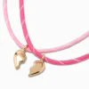 Best Friends Gold-tone Split Heart Pink Rope Pendant Necklaces - 2 Pack