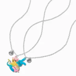 Best Friends Hugging Cat & Rabbit Pendant Necklaces - 2 Pack