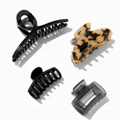 Black & Tortoiseshell Textured Hair Claws - 4 Pack