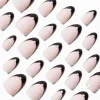 Black French Tip Short Almond Vegan Faux Nail Set - 24 Pack