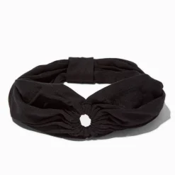 Black Ruched Keyhole Headwrap