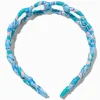 Blue & Pink Wrapped Fabric-Covered Headband