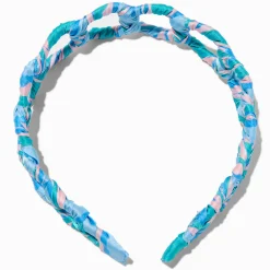 Blue & Pink Wrapped Fabric-Covered Headband
