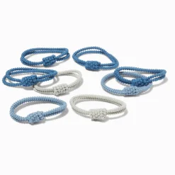 Blue Athletic Knit Hair Ties - 8 Pack