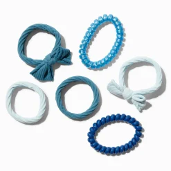 Blue Bow Mixed Hair Ties - 6 Pack
