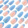 Blue 3D Bow Stiletto Vegan Faux Nail Set - 24 Pack