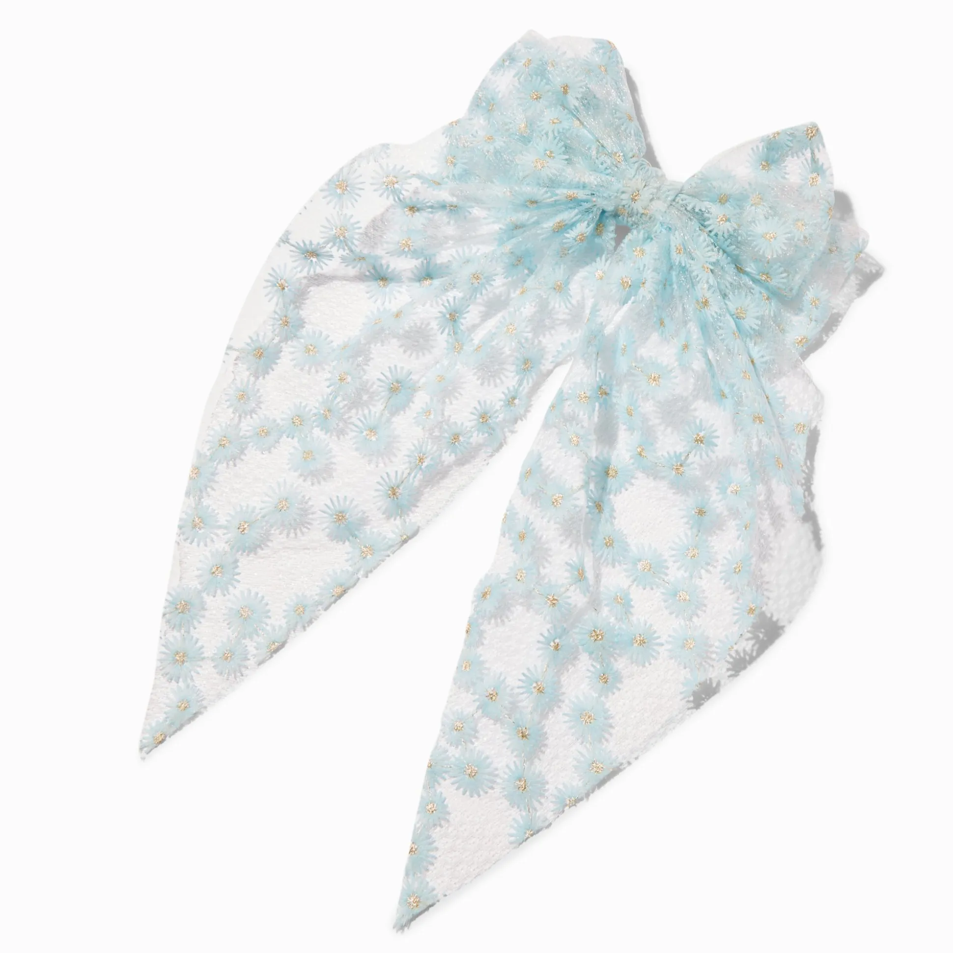 Blue Daisy Lace Hair Bow Clip