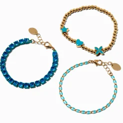 Blue Enamel Heart & Star Bracelet Set - 3 Pack