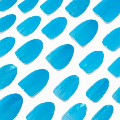 Blue Glitter Gel Almond Vegan Faux Nail Set - 24 Pack