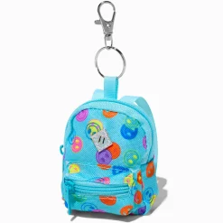 Blue Happy Face Mini Backpack Keychain