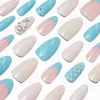 Blue Mermaid Almond Vegan Faux Nail Set - 24 Pack