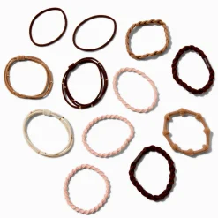 Boho Brown & Pink Mixed Hair Ties - 12 Pack