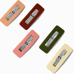 Boho Neutral Rectangular Snap Hair Clips - 5 Pack