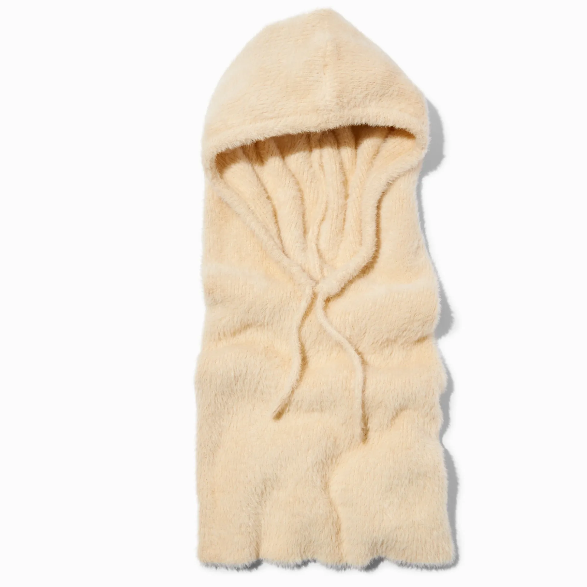 Bonnet style sweat à capuche mohair couleur ivoire