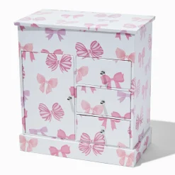 Boîte à bijoux haute à motif nœud rose