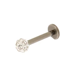 Boucle d’oreille arrière plat pour piercing tragus boule de feu 1,2 mm couleur titanée