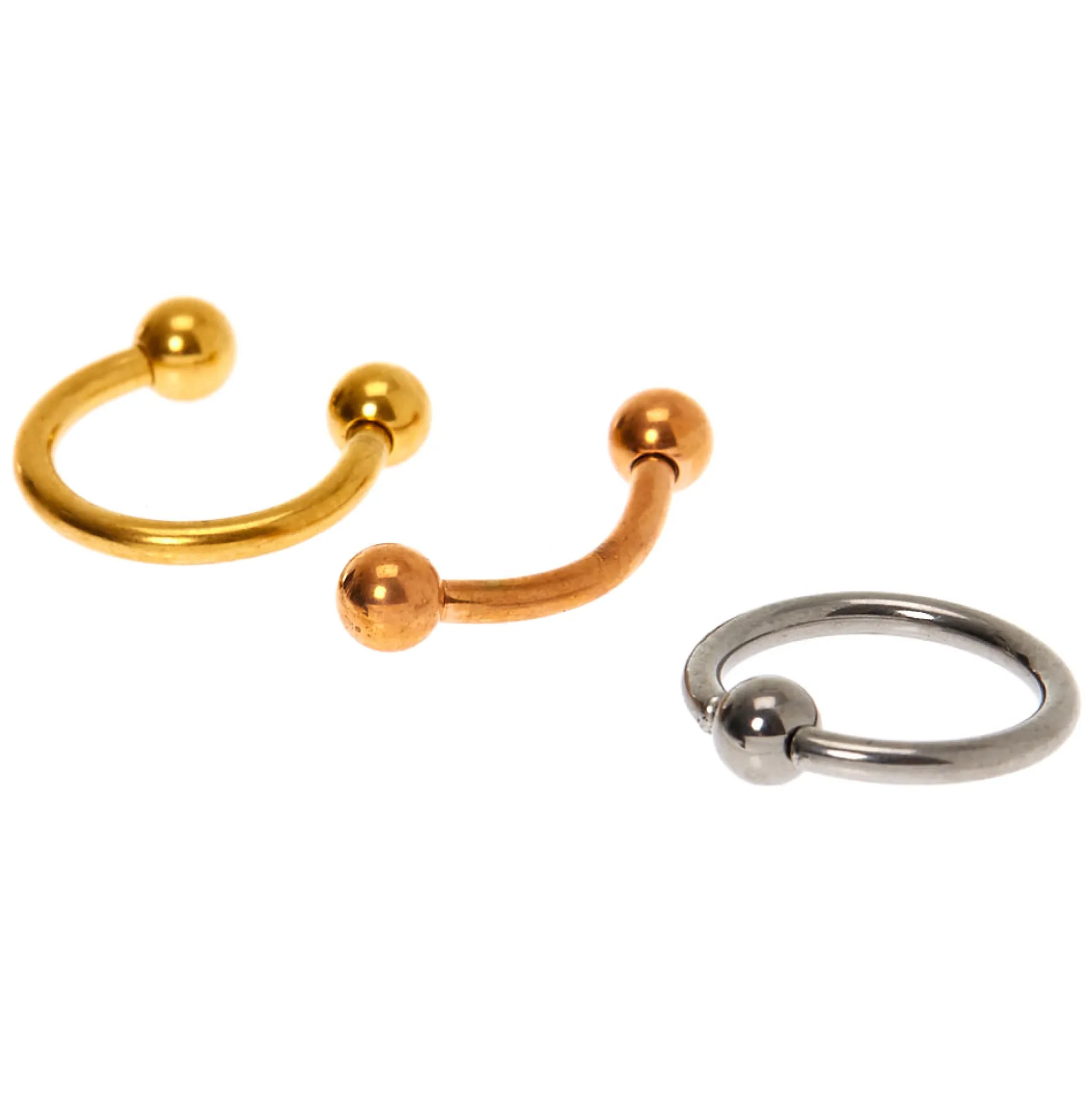Boucles de cartilage assorties 16 g couleur titanée en métaux mixtes - Lot de 3