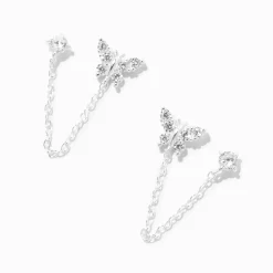 Boucles d’oreilles à chaîne papillon en argent