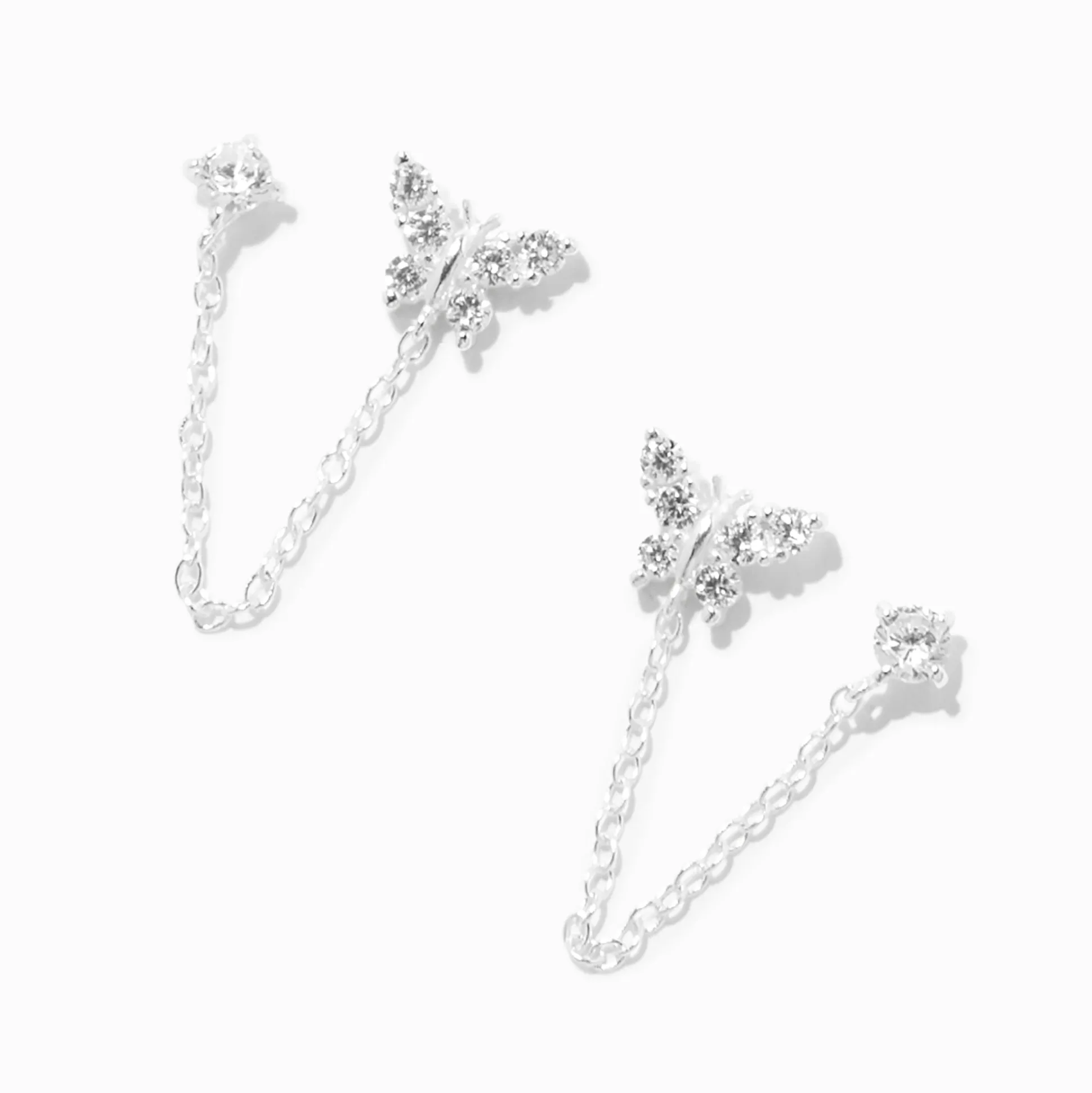 Boucles d’oreilles à chaîne papillon en argent