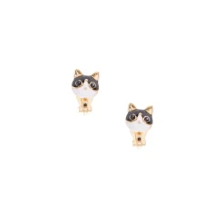 Boucles d’oreilles à clip chat couleur dorée