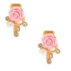 Boucles d’oreilles à clip rose en strass couleur doré rose