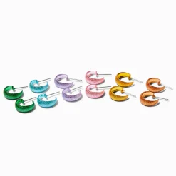 Boucles d’oreilles arc-en-ciel texturé - Lot de 6