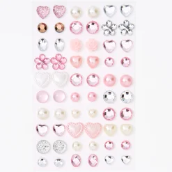 Boucles d’oreilles autocollantes tons de rose Claire's Club - Lot de 30