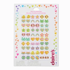 Boucles d’oreilles autocollantes petits animaux à paillettes pastel Claire's Club - Lot de 30