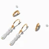 Boucles d’oreilles empilables couleur dorée triple goutte en perle d'imitation - Lot de 3