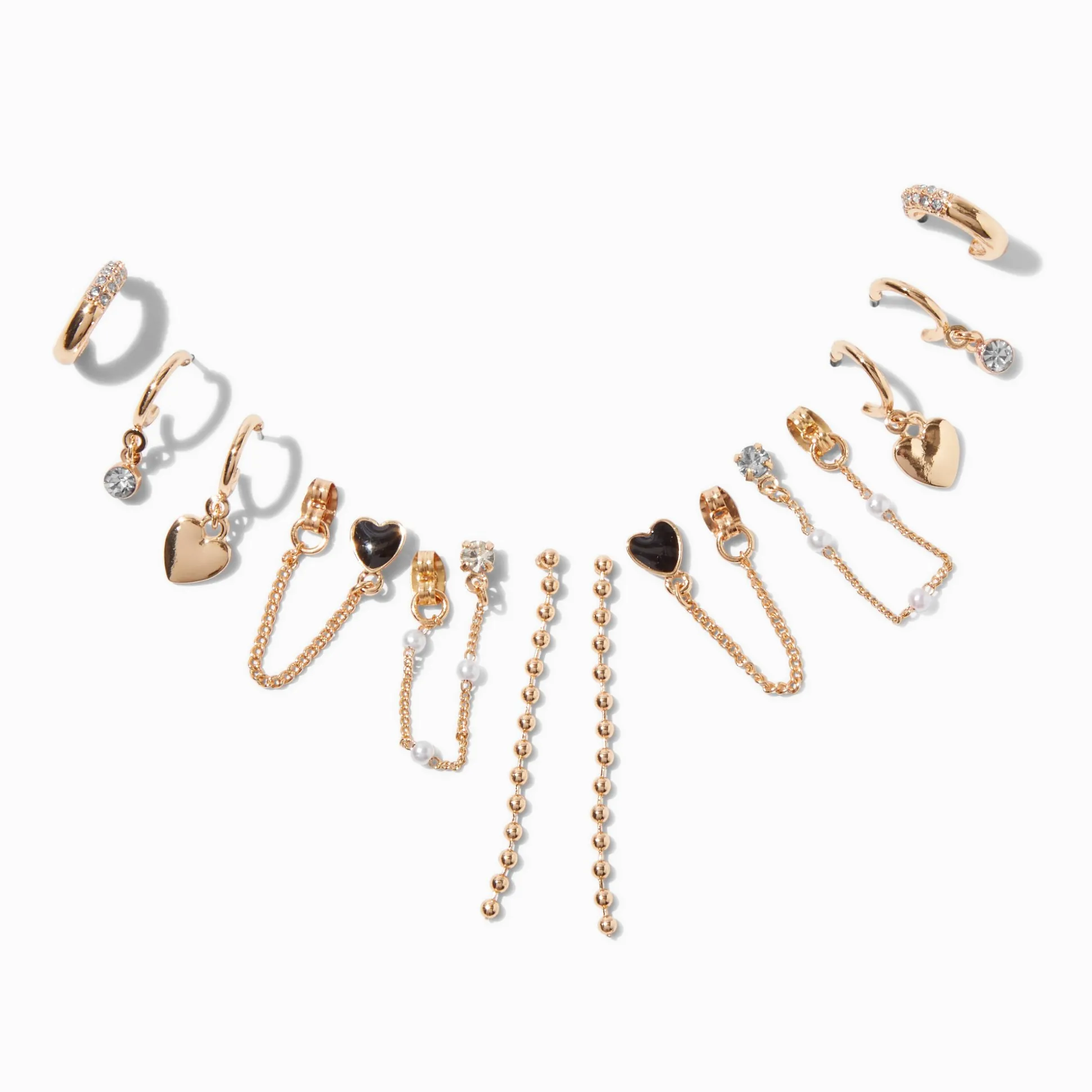 Boucles d’oreilles empilables noires - Lot de 6