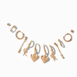 Boucles d’oreilles empilables cupidon couleur dorée - Lot de 6