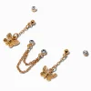 Boucles d’oreilles empilables papillon strass couleur dorée - Lot de 3