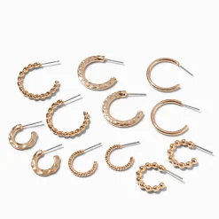 Boucles d’oreilles huggies texturées couleur dorée - Lot de 6