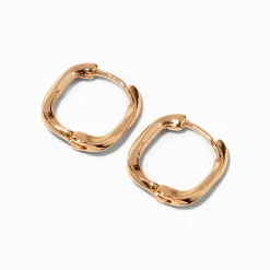 Boucles d’oreilles huggies 15 mm style métal fondu couleur dorée