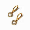 Boucles d’oreilles huggies 10 mm cœur ajouré strass couleur dorée jaune C LUXE by Claire's