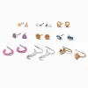 Boucles d’oreilles ornées de strass en métaux mixtes - Lot de 9