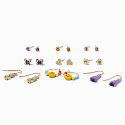 Boucles d’oreilles perlées diverses avec pompons - Lot de 9