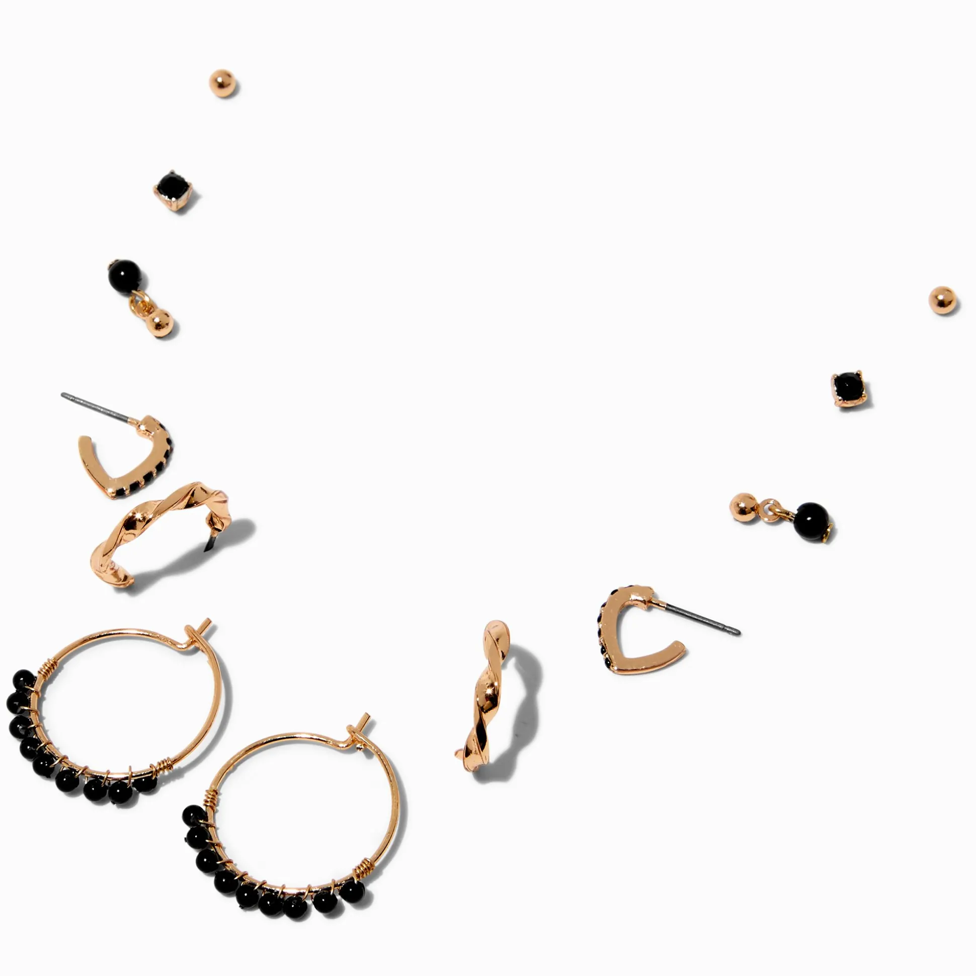 Boucles d’oreilles perlées empilables icônes en onyx d'imitation - Lot de 6