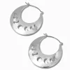 Boucles d’oreilles phases de la lune 50 mm couleur argentée