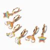 Boucles d’oreilles superposables huggies licorne arc-en-ciel couleur dorée - Lot de 3