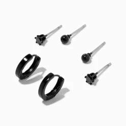 Boucles d’oreilles superposables noires - Lot de 3