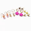 Boucles d’oreilles superposables cottagecore rose vif - Lot de 6