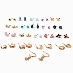 Boucles d’oreilles superposables à chaîne couleur dorée - Lot de 20