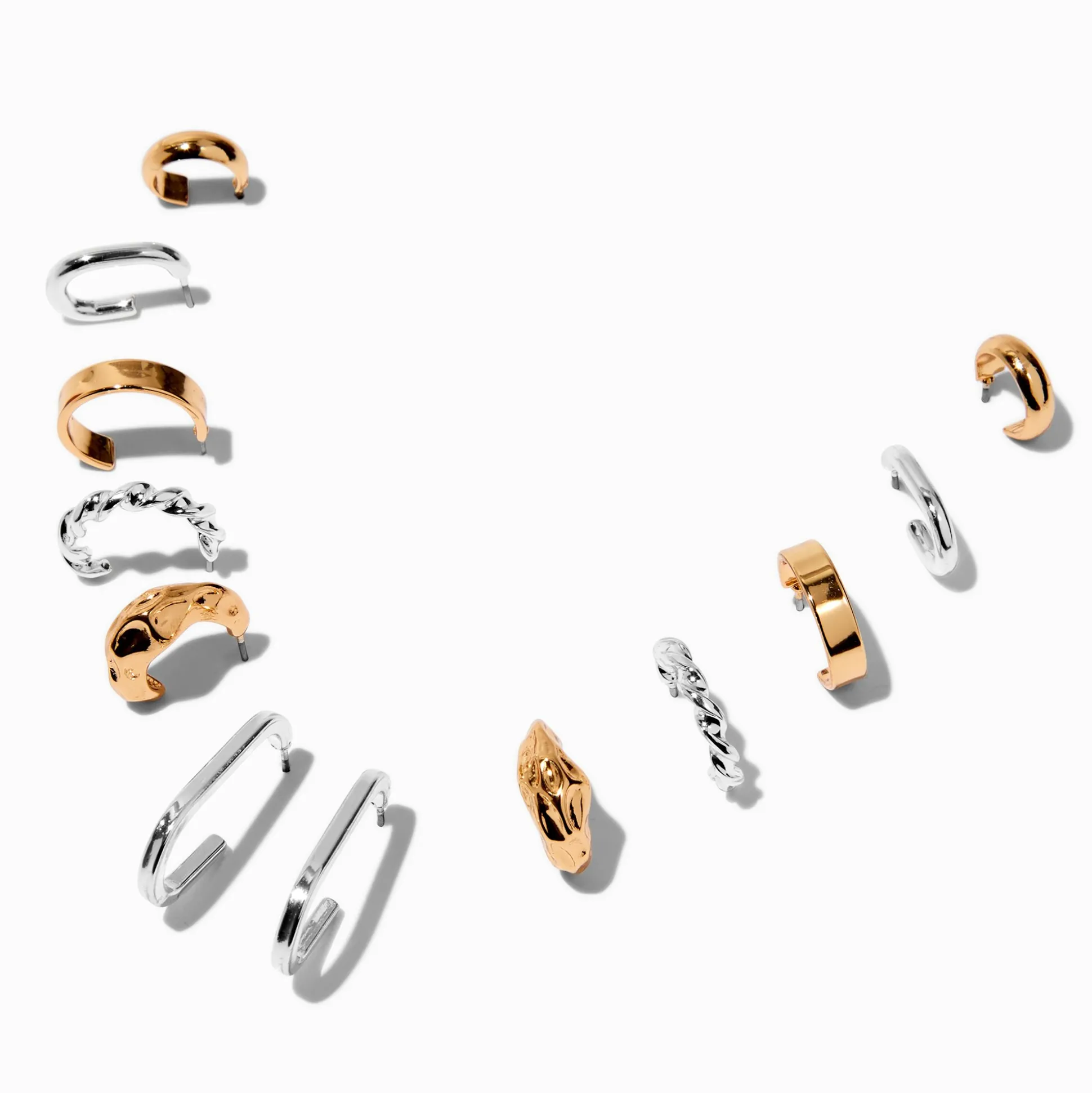 Boucles d’oreilles superposables en métaux mixtes - Lot de 6