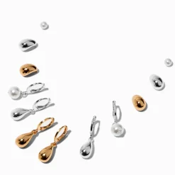 Boucles d’oreilles superposables en gouttes en métaux mixtes - Lot de 6